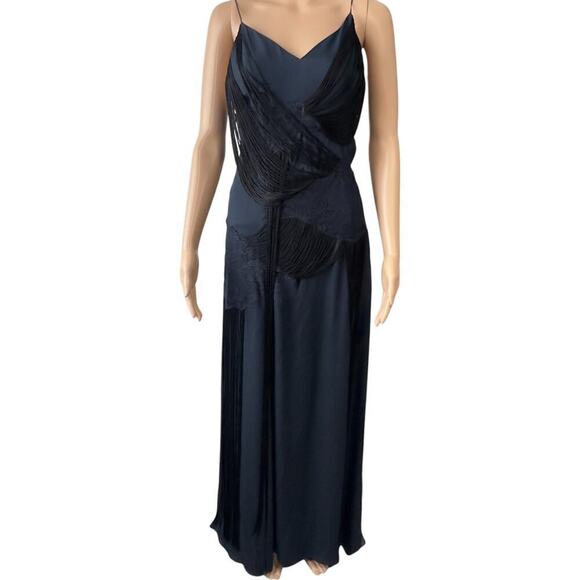 NWT Haute Hippie Evenings 1920s Inspired Silk Draped Lace Fringe Gown (2) - Picture 2 of 15